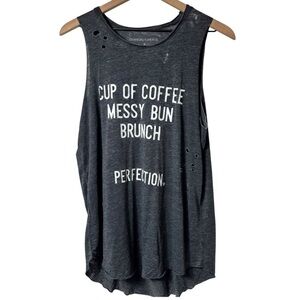 GRAYSON THREADS GREY CUP OF COFFEE MESSY BUN BRUNCH TANK SIZE XL